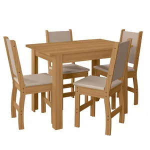 Mesa Jantar Retangular Poliman Bellagio com 4 Cadeiras Estofadas Marrom