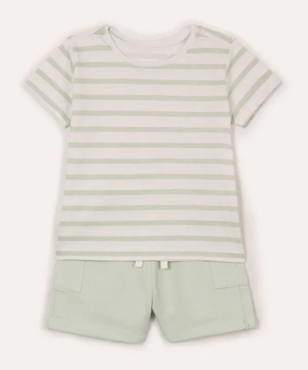 conjunto infantil curto listrado verde 2