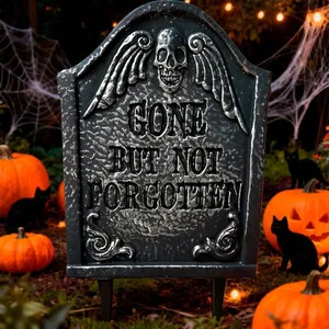Cemitério de Halloween Lapide Tumulo Decorativo de Plástico com Estaca pra Gramado Quintal e Jardim -