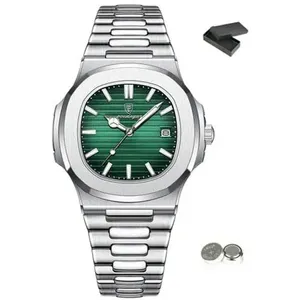 Relógio Masculino Poedagar Prata e Verde 613 J-BI