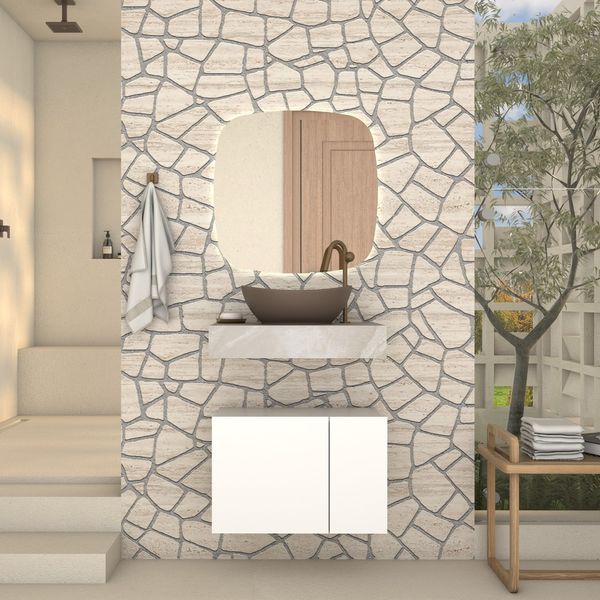 Bancada Banheiro Suspensa Peri 60X11X45 Bege Cozimax