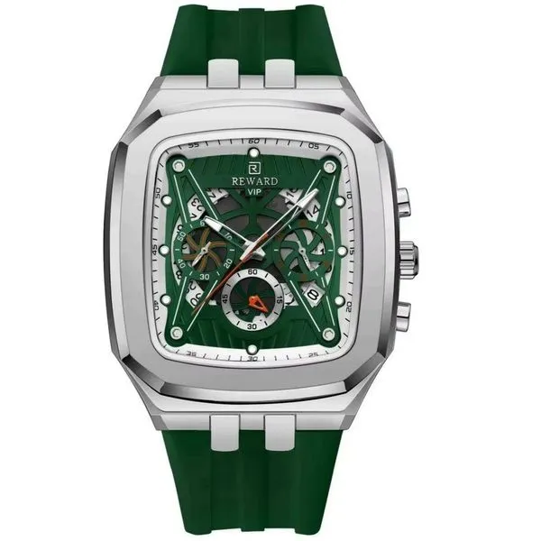 Relógio De Quartzo Masculino Design Retangular à Prova D´gua Casual Verde