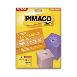 Etiqueta Adesiva Pimaco Carta com 10 Unidades Transparente 279,4x215,9mm