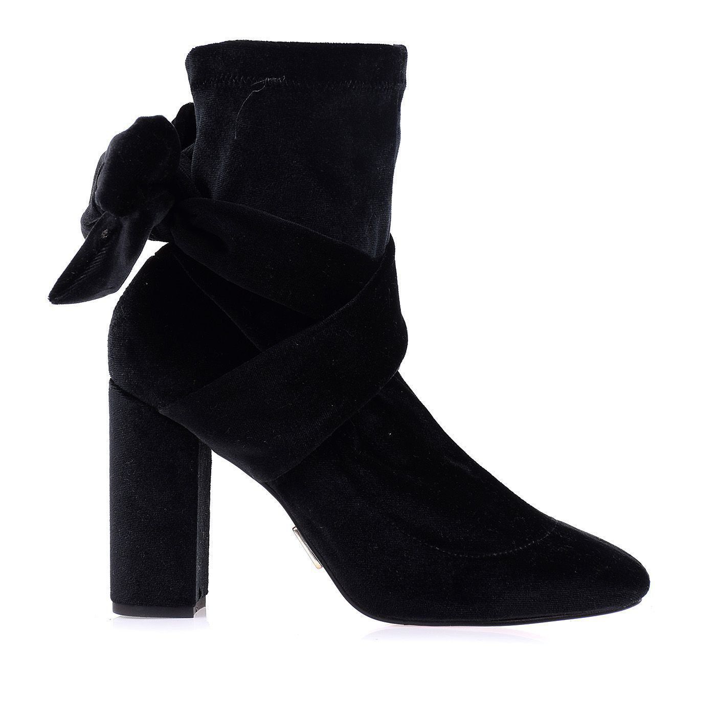 Bota Salto Alto Stretch Velluto Preto