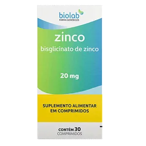 Complemento Alimentar Zinco 20mg Biolab 30 Comprimidos