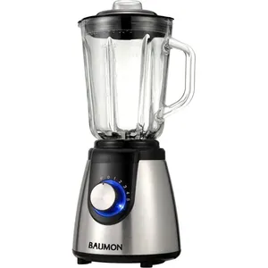 Liquidificador Baumon Inox com Copo de Vidro 1,5L 1000W 127V Preto KP-1805
