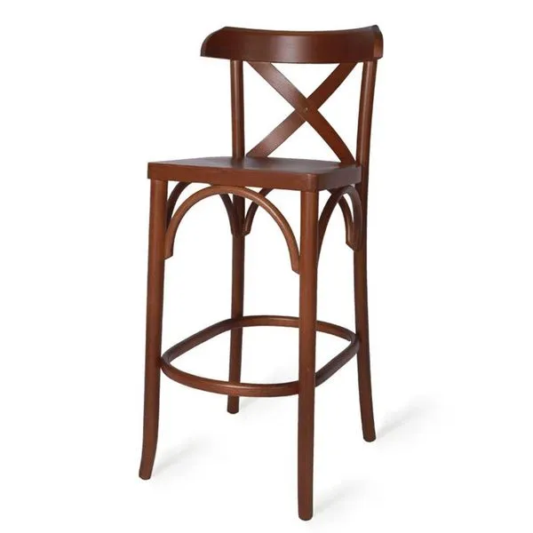 Banqueta de Madeira Bistrô Curve X Verniz Native
