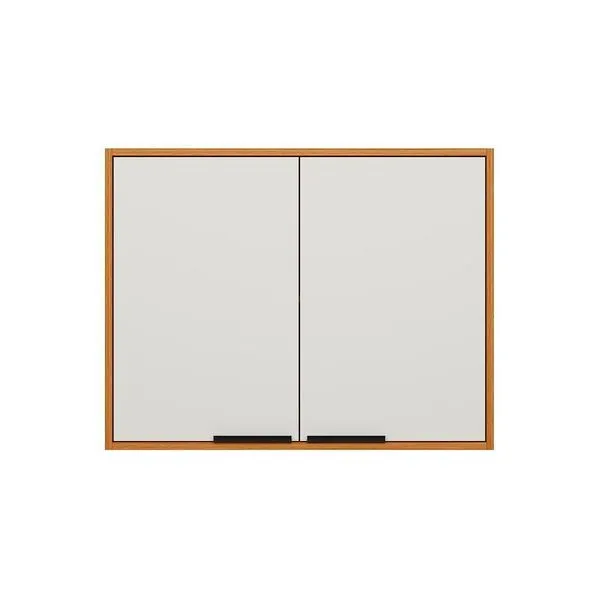 Armário Aéreo Ravena 80CM 2 Portas MDF Off White para Cozinha Compacta