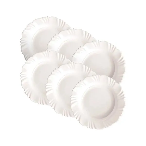 Kit com 6 Pratos Opaline Pétala Fundo 23,5cm - Nadir