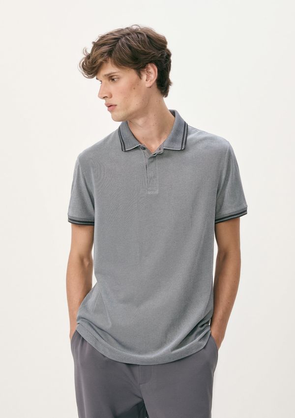 Camisa Polo Masculina Manga Curta Em Piquet - Cinza XXG