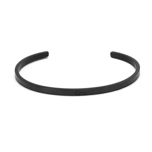 Bracelete Cuff Slim de Aço Preto Preto Único