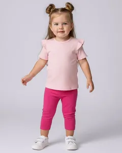 Calça Legging Bebê Lisa Rosa 2