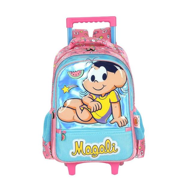 Mochila de Rodinhas Luxcel Turma da Mônica Relevo Azul Único