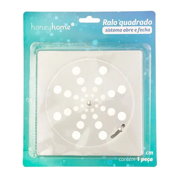 Ralo de Banheiro Quadrado Antiodor Abre e Fecha Inox 15x15x0,4cm LM4275 - honeyhome