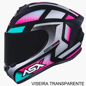 Capacete ASX Draken Spirit Brilho Preto Tiffany E Prata 60 (MP)