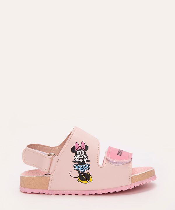 sandália infantil minnie com velcro rosa claro 20