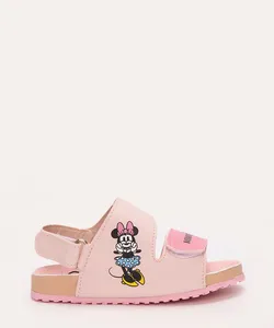 sandália infantil minnie com velcro rosa claro 22