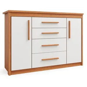 Comoda 2 Portas 4 Gavetas Para Quarto Elegance Freijo Off White - Batrol
