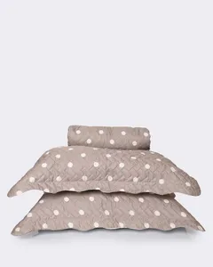 Kit Colcha Casal 3 Peças Plumagem Estampada Cinza UN
