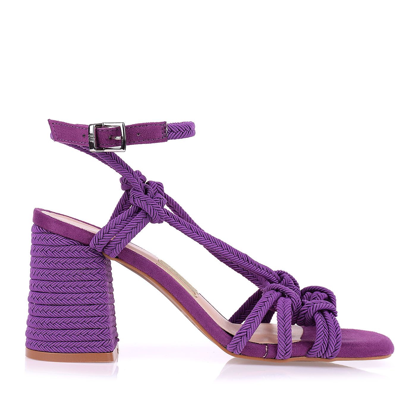 Sandália Salto Médio Corda Grape