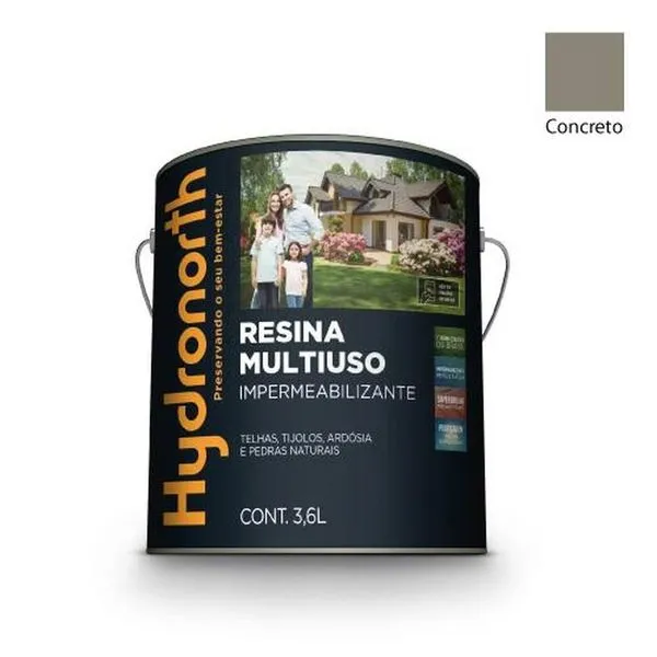 Resina Solvente Color Multuso Concreto para Proteção Duradoura com Acabamento Resistente Cinza Hydronorth Resina Solvente Color Multuso Concreto 3,6L com Proteção Duradoura Cinza Hydronorth
