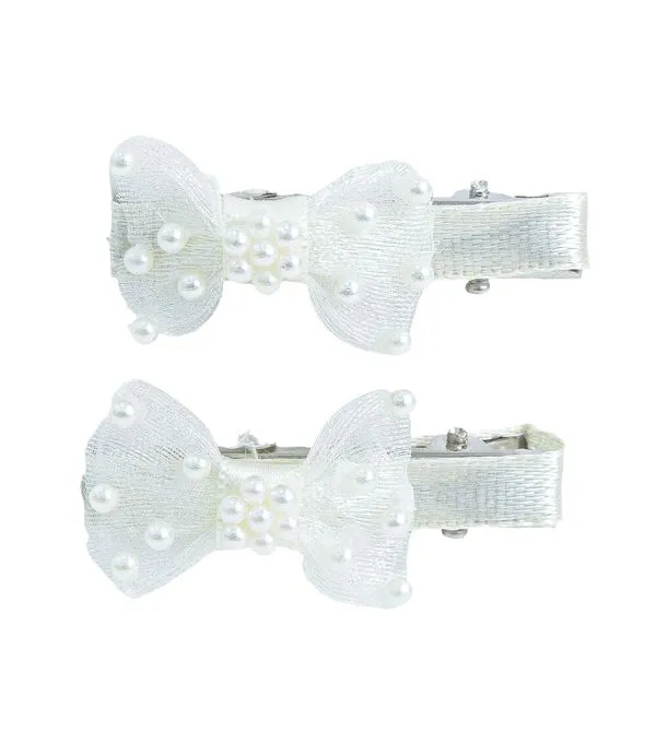 Bico de Pato Mini Laço Off White com 2 unidades Off White