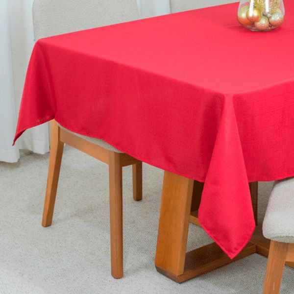 Toalha de Mesa 6 Lugares Oxford Maquinetado Natal Vermelha