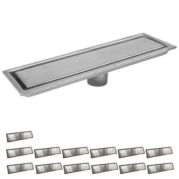 Kit 13 Ralos Lineares Invisíveis BSL3604 40cm Anti Odor Inox BSL