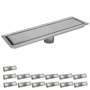 Kit 13 Ralos Lineares Invisíveis BSL3604 40cm Anti Odor Inox BSL
