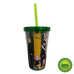 Copo com Tampa e Canudo 450 ml Spy x Family