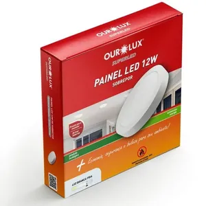Painel LED Super Eco Sobrepor Redondo 12W Bivolt 6500K Branco 02907 Ourolux Painel LED Super Eco Sobrepor Redondo 12W Bivolt 6500K Branco Ourolux