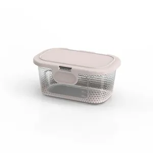 Pote Retangular Prisma Com Tampa Fixa Plástico Branco 350ml AD0190 - Potte