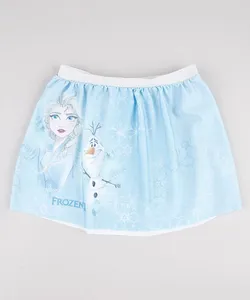 Saia Infantil Carnaval Frozen Estampada com Lurex Azul Claro 4