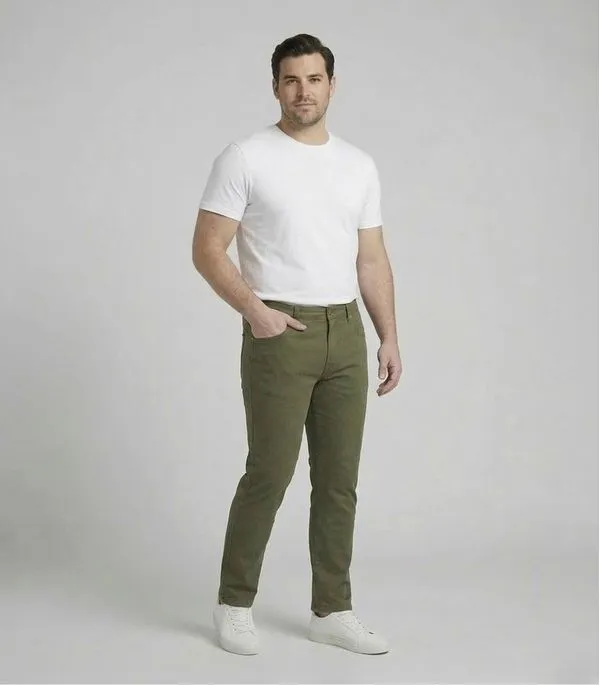 Calça Masculina Plus Size Em Sarja Diametro Verde Plus 54