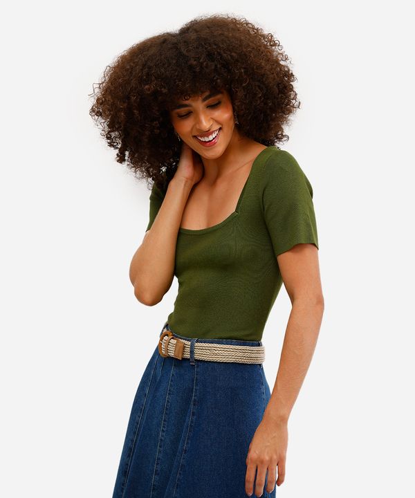 blusa feminina de viscose decote reto verde G