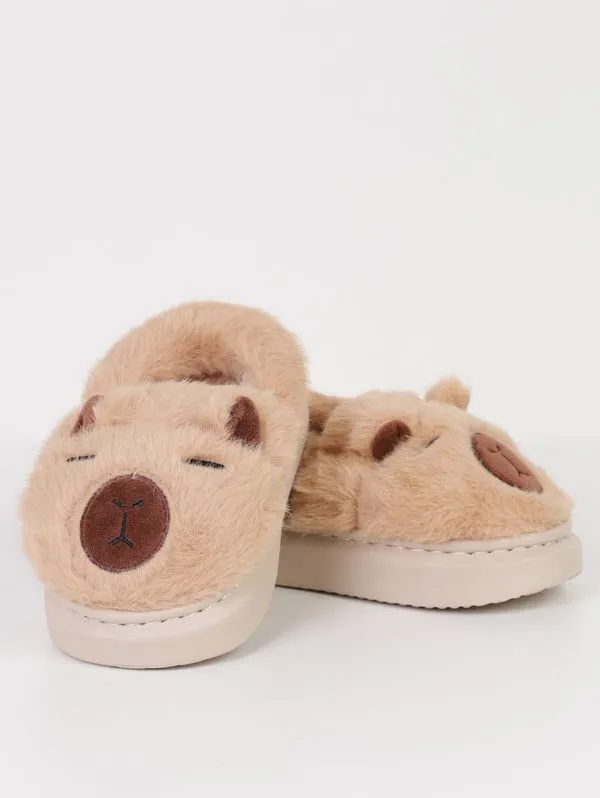 Pantufa Capivara Infantil - MARROM/CARAMELO 29/30