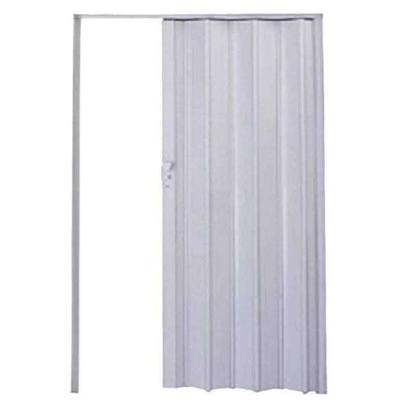 Porta sanfonada de PVC Plast 210x84cm com fechadura cinza BCF