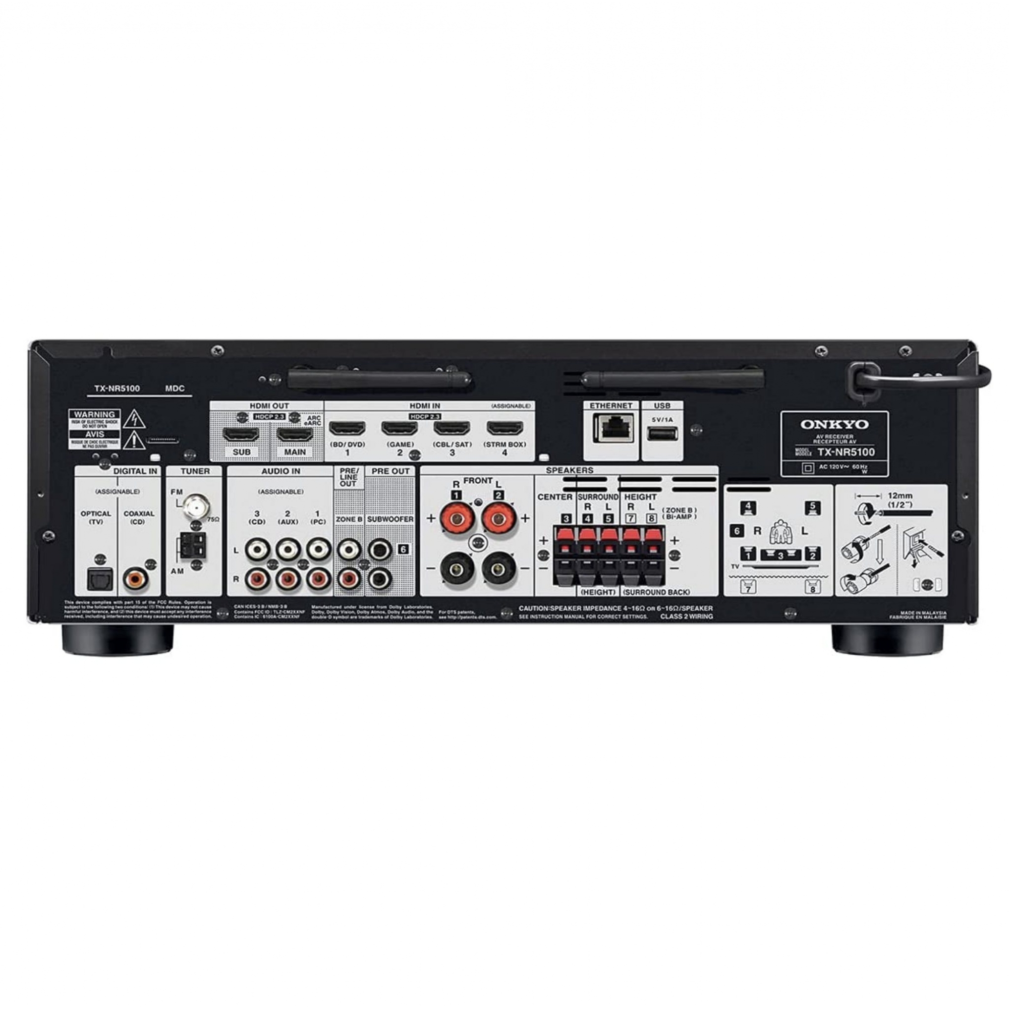 Onkyo TX-NR5100 Receiver 7.2Ch 8k Hdmi 2.1 eARC - 120v