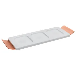 Petisqueira Oxford, 3 Divisórias, Mármore Branco e Ouro Rosa - 069613