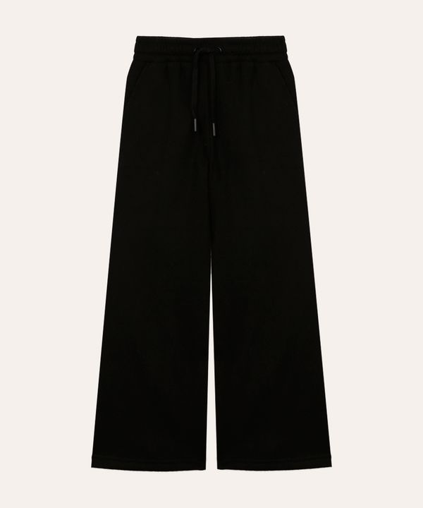 calça wide leg de moletom infantil preta 10