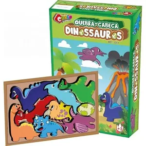 Quebra-cabeça Educativo Encaixe Dinossauros 9 Peças em MDF Colorido Carlu Brinquedos Quebra-cabeça Educativo Encaixe Dinossauros 9 Peças MDF Colorido Carlu Brinquedos