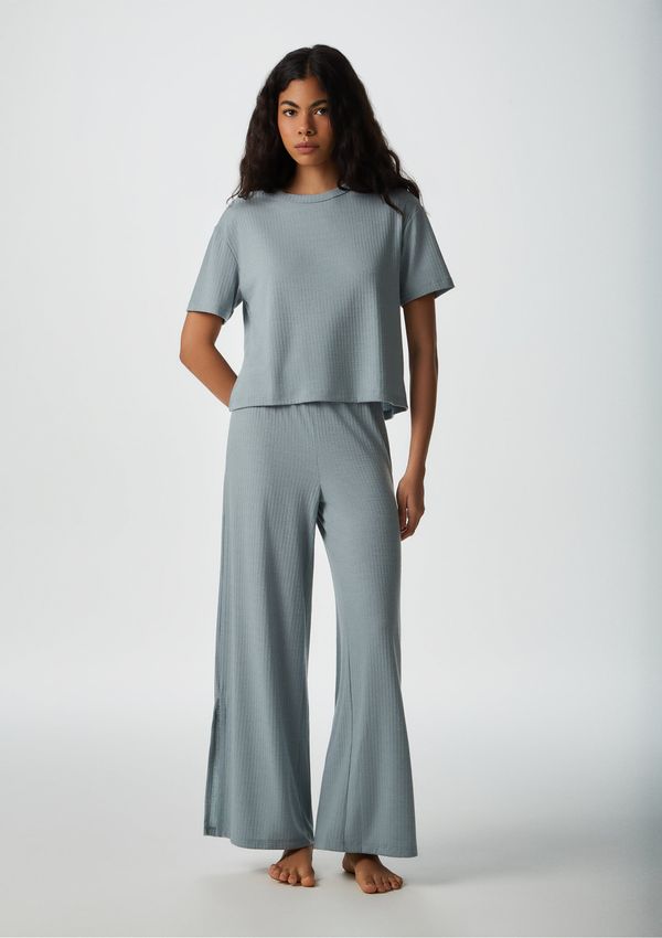Pijama Longo Feminino Canelado - Verde XP