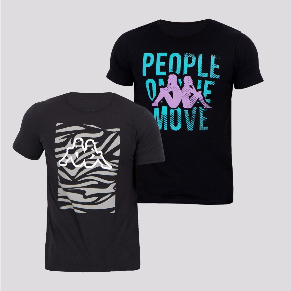 Kit de 2 Camisetas Kappa Zebra Preta