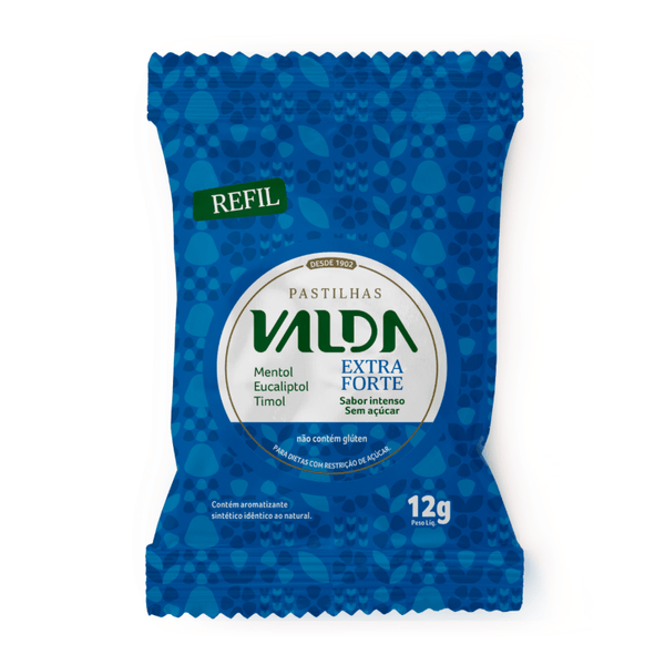 Pastilhas Valda Extraforte Sabor Intenso Mentol, Eucaliptol e Timol Sem Açúcar 12g