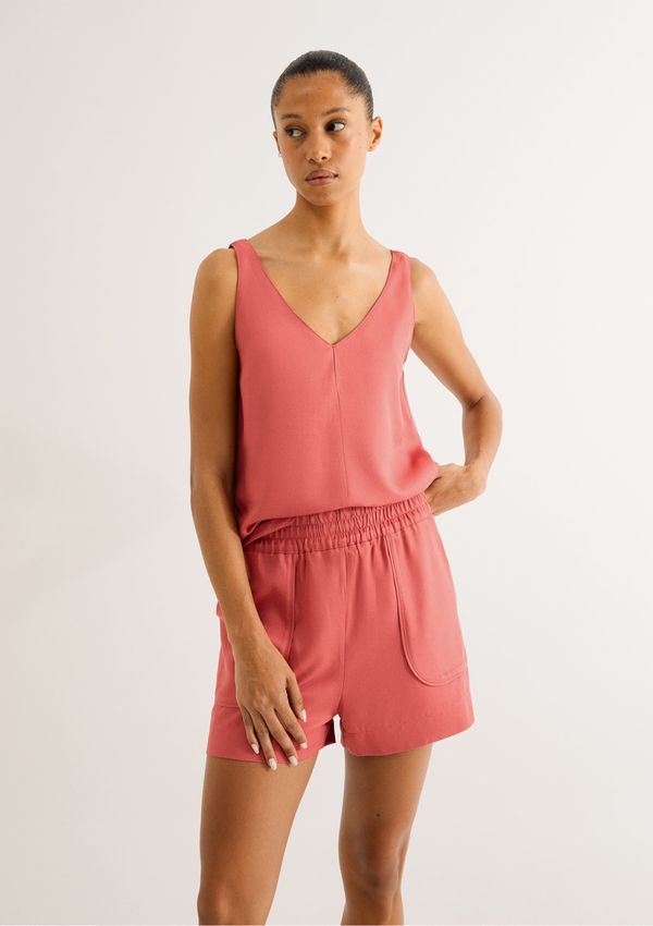 Shorts Feminino Em Viscose Creponada - Vermelho M
