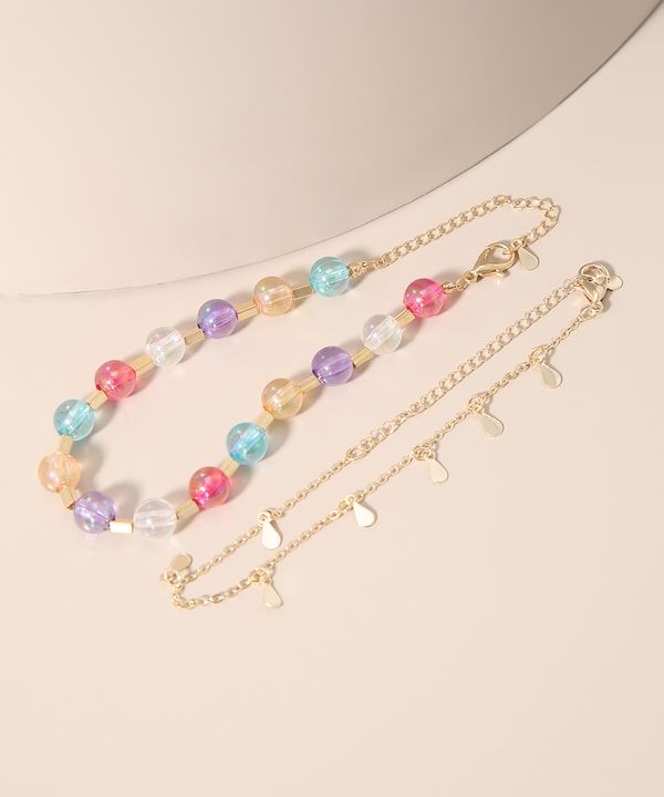 Kit de 2 Pulseiras com Miçangas Dourado Único