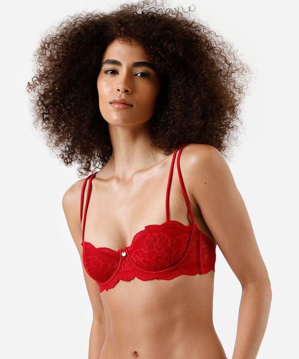 sutiã meia taça de renda sem bojo vermelho 44