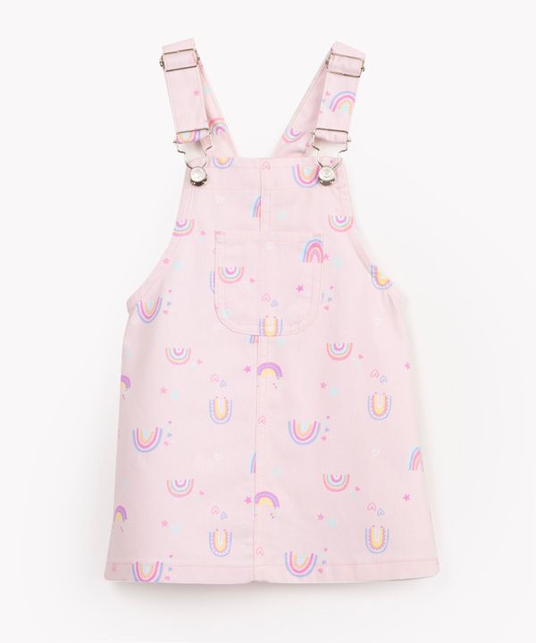 salopete infantil de sarja arco íris rosa 3