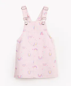 salopete infantil de sarja arco íris rosa 2
