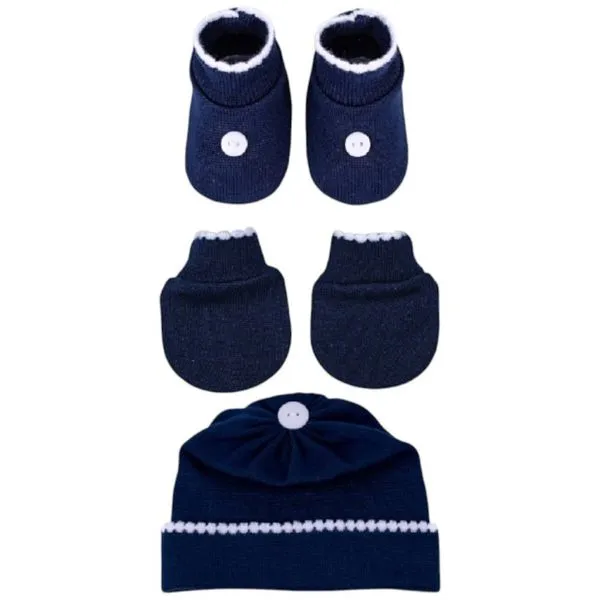Kit Bebê RN Sanches 3 Peças Azul Marinho Branco (MP)